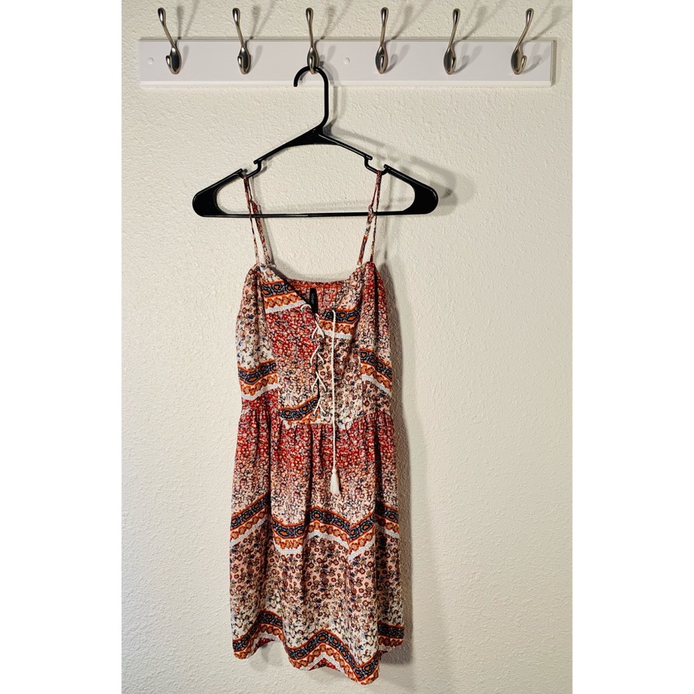 Pink and white spaghetti strap summer dress